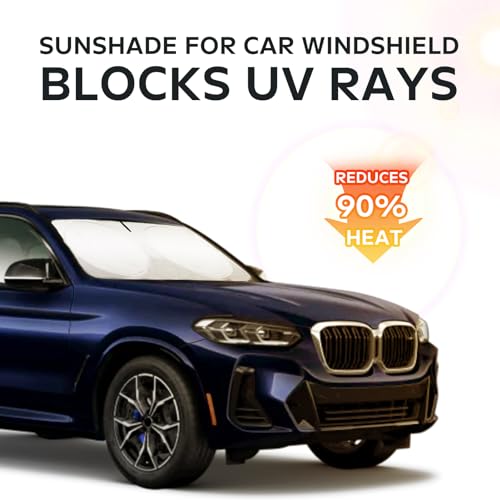 Image of Windshield Sun Shade Sunshade for 2018-2025 2026 BMW X3 Windshield Cover | 240T Polyester Material Blocks UV Ray Interior Protection for X3 Accessories Front Window Shield