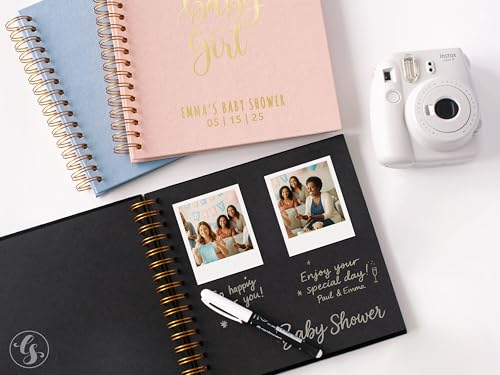 Image of Personalized Baby Shower Guest Book Polaroid Boy Girl First Birthday Custom Scrapbook to Sign with Instax Photos Fits 4x6 or 5x7 Pictures Baby's First Keepsake (Lavender, Small - 8.3x8.3 inch)
