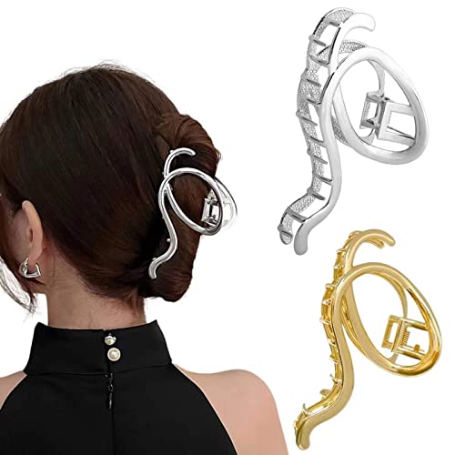 Grande pince à cheveux en métal - Grande pince à cheveux - Antidérapante - Pour femme - Accessoires épais (doré+sliver) Cover