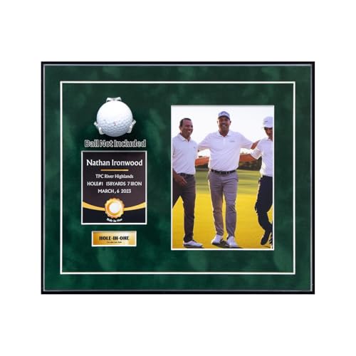 Mlcqafs One-Shot Victory Golf Ball Display Frame – Acrylic Case With External Ball Mount, Custom Photo &Amp; Nameplate, Green Suede Mat, Elegant Golf Keepsake Gift