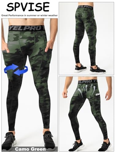 SPVISE 2 or 3 Pack Men's Compression Pants Leggings Running Tights with Pocket Cool Dry Workout Base Layer Athletic Gym Pants3