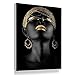 Produktbild Bilder Auf Leinwand,'S Fashion Schwarze Frauen Gold Ornamente Dekoration Leinwand Gemälde Kunstdruck Poster Bild Wand Schlafzimmer Wohnzimmer Dekoration Malerei Wandbild1, 70 * 100