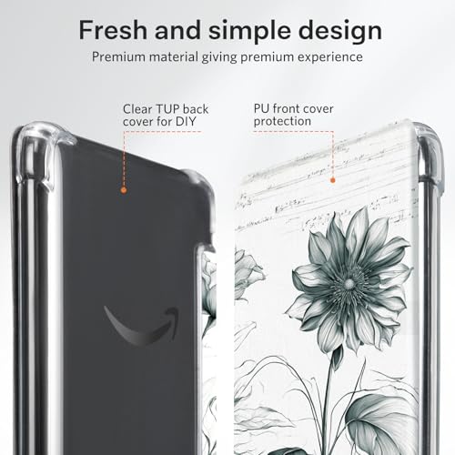 Image of CoBak Case for 6 Inch e-Reader, Ultra Clear Soft Flexible TPU Back Cover Light Shell, with Auto Wake /Sleep, not Compatible Kobo Claro, Glitter Rosered.Flowers