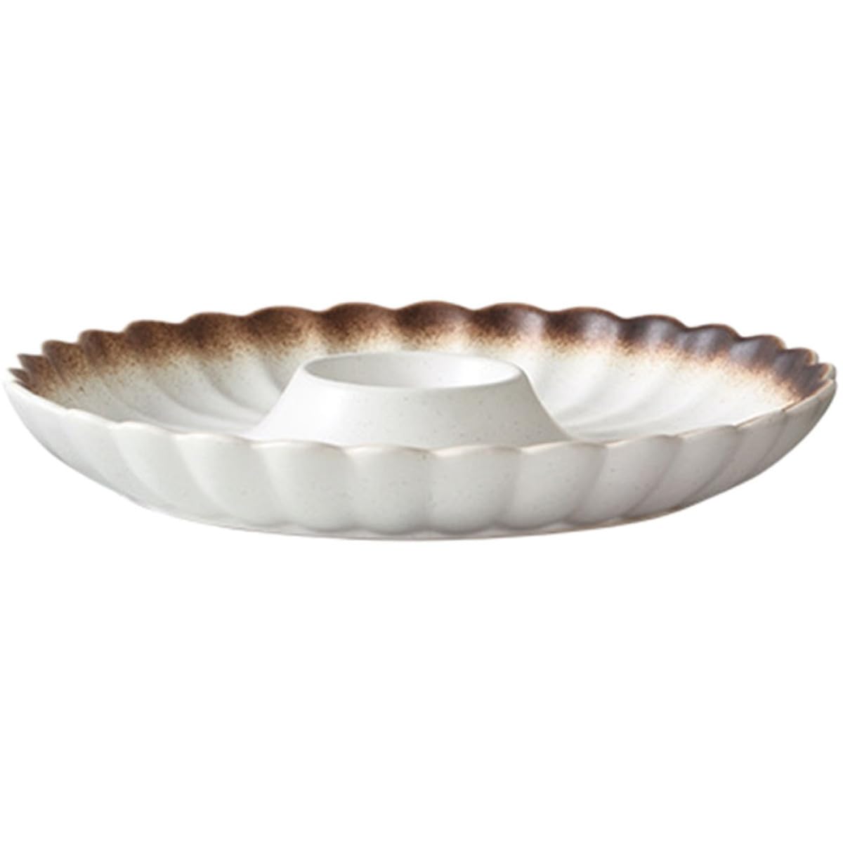 Lurrose Vintage Japanese Ceramic Dumpling Plate Golden Tone, Creative Home Sushi Dip Dish Tray for Dining and Entertaining