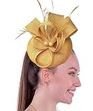 Coolwife Womens Fascinator Hat Sinamay Pillbox Flower Feather Tea Party Derby Wedding Headwear (AA G