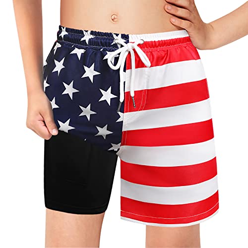 Boys Swim Trunks with Boxer Brief Liner Compression Swim Shorts Quick Dry Bathing Suit Swimwear 5-20 Years2