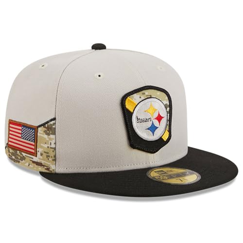 El Mejor Listado de Gorra Steelers New Era de esta semana. 45 New Era Stone/NFL 2023 Salute to Service 59FIFTY - Gorro ajustado para hombre, Pittsburgh Steelers, Stone, 7.25