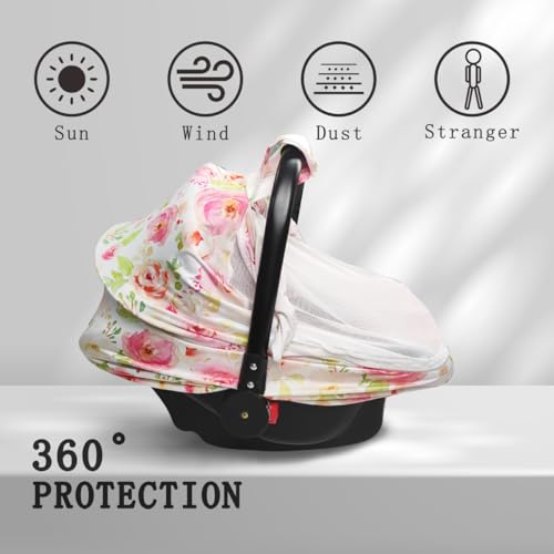 Image of Little Tots Baby Car Seat Canopy Cover, Breathable Sun Shade, Full Privacy for Newborns & Infants, Universal Fit for Boys & Girls