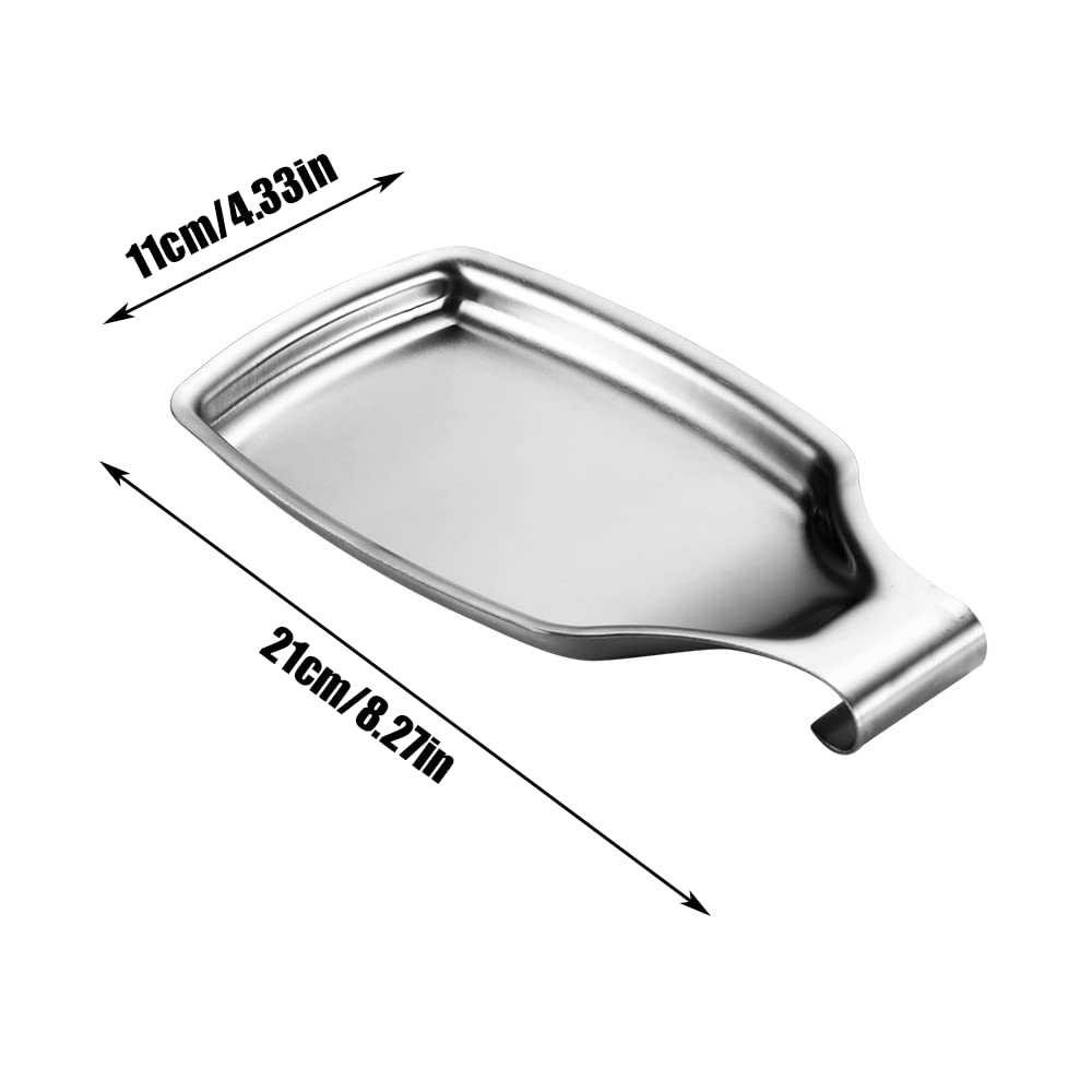 DUMYFENG Spoon Rest Durable Stainless Steel Spoon Rest Set Stainless Steel Cooking Utensils Rest for Kitchen, Spatula Ladle, Brush and Other Cooking Utensils - Image 2