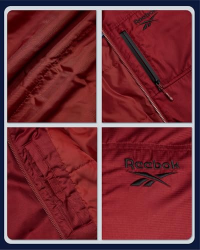 Reebok Mens Bomber Jacket - Lightweight Ripstop Wind Resistant Zip Up Insulated Windbreaker Jackets for Golf Hike Casual Wear3