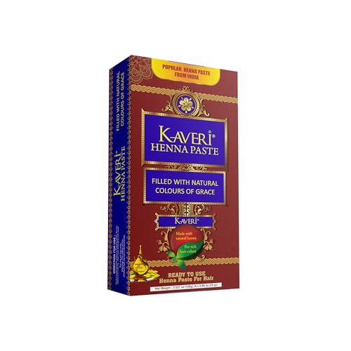 Kaveri Henna Cones Pack of 4 100% Natural Ready to Use Hena Paste For Hair - Natural Dark Auburn Brown Red Color Temporary Henna Hair Dye & Tattoo - Ready To use Tattoo Cones - 25gm Pack of 4