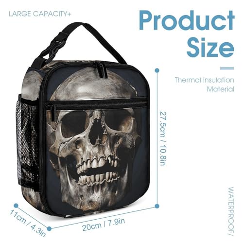 Death Skull Backpack Set Lightweight Bag Lunch Box Pencil Bags for Women Men Bookbags 3 in 14