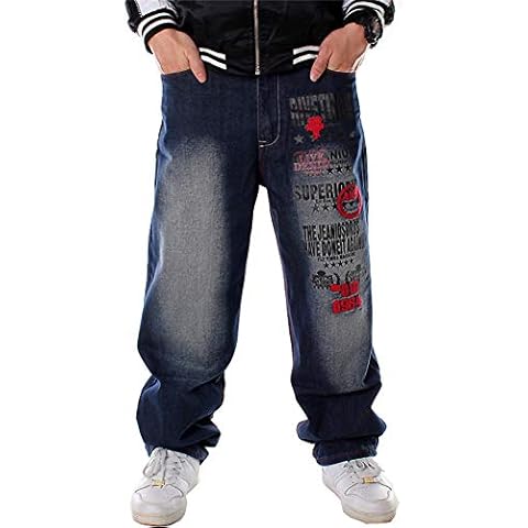 LUOBANIU Men's Vintage Baggy Hip Hop Jeans Cover