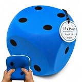 alldoro Dé géant en Mousse Bleu, 15 x 15 cm, Grand dé Souple de Jeu