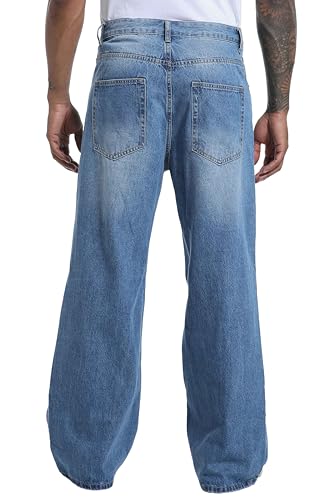 Men's Non-Stretch Loose Fit Wide-Leg Super Baggy Long Jeans Denim Pants4