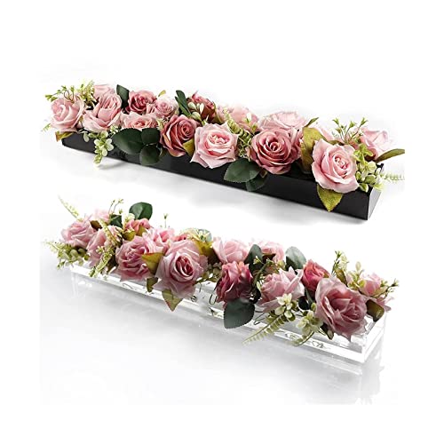 Vase rectangulaire acrylique transparent blanc E pour table - 6