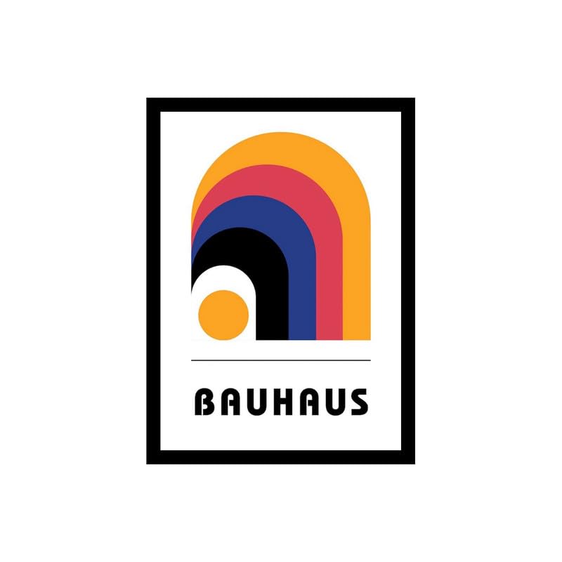 Image of BLINKART Vintage Bauhaus Retro Geometric Aesthetic Poster Gallery | Colorful Wrap Framed For Home Office Studio Living Room Modern Art Studio Decoration Abstract Shapes | (d73) | 13x10 Inch