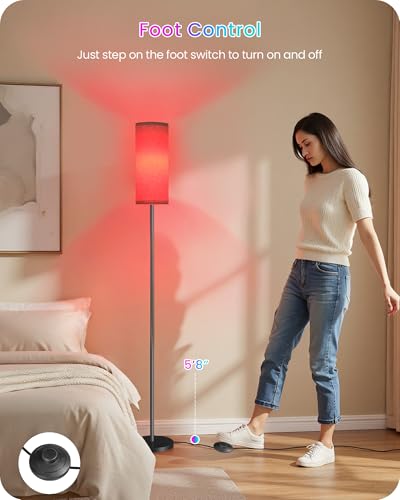 Image of Dimmable Floor Lamp for Living Room with RGB Colors, Color Changing Ambient Lighting, Corner Standing Lamp for Bedroom - Remote, Foot Switch, Timer, Warm Cool White, 10W Smart Bulb Included RE06LD05W1