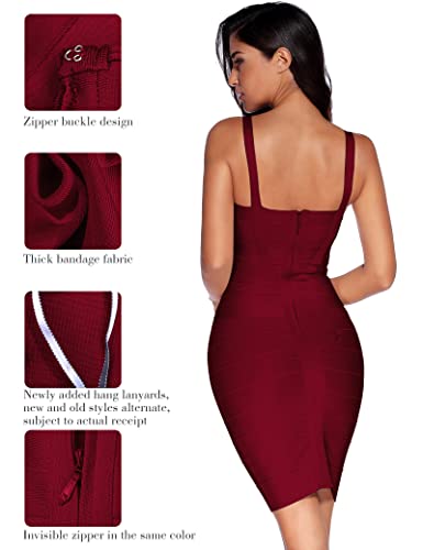 Meilun vestido tubinho de festa colado ao corpo com alças, Wine Red, Small