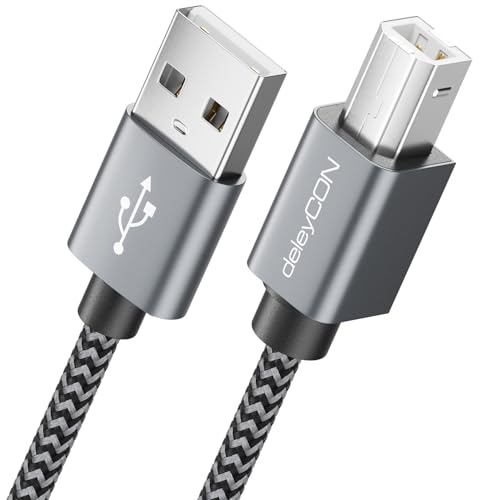 deleyCON 5m USB 2.0 Druckerkabel Scannerkabel USB A auf USB B Stecker für Laser Drucker Scanner Printer MIDI Kopierer Multifunktionsdrucker