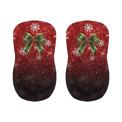 Image of Bar Stool Covers with Backs Christmas Bow Snowflakes Stretch Swivel Bar Stool Covers Slipcovers Set of 2 Xmas Height Mid Low Back Chair Protector