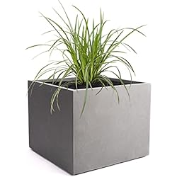 Macetero Barro Gris Pflanzwerk® Maceta Cube Gris 23x23x23cm *Resistente a Las heladas* *Protección UV* *Calidad Europeo*