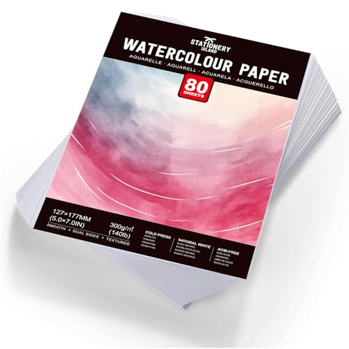 Stationery Island 80 Blatt Aquarellpapier 300g, Aquarellblock...