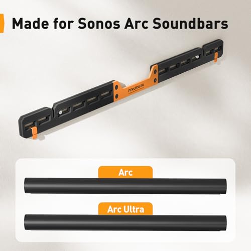 Image of Perlegear Soundbar Wall Mount Compatible with Sonos Arc and Sonos Arc Ultra | Sound Bar Mount on Wall Under TV, Hidden Design, Optional Smart EQ Optimization Switch, Sturdy Steel Structure