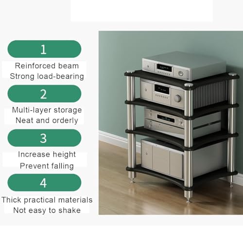 Meuble audio HiFi pour tourne-disque et amplificateur en MDF avec pieds absorbant les chocs, parfait pour l'organisation et la protection du matériel audio