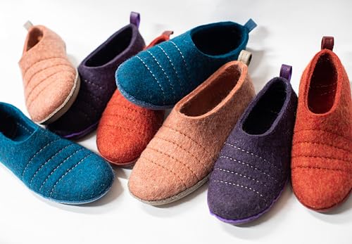 Women's Boiled Wool Slipper with Non Slip Soles - Felted Wool slippers4
