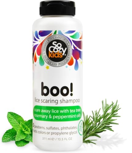 Image of SoCozy Boo! Lice Scaring Shampoo For Kids Hair, Effective Lice Treatment (10.5 Fl Oz) Scare Away Lice with Tea Tree, Rosemary and Peppermint Oils, No Parabens, Sulfates, Synthetic Colors or Dyes