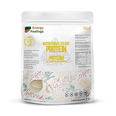 Energy Feelings Proteína Vegana de Levadura Nutricional 82% 500g, Sin Sabor en Polvo, Sin Lactosa, Sin Azúcares Añadidos y Sin Gluten, Proteínas para Ganar Masa Muscular