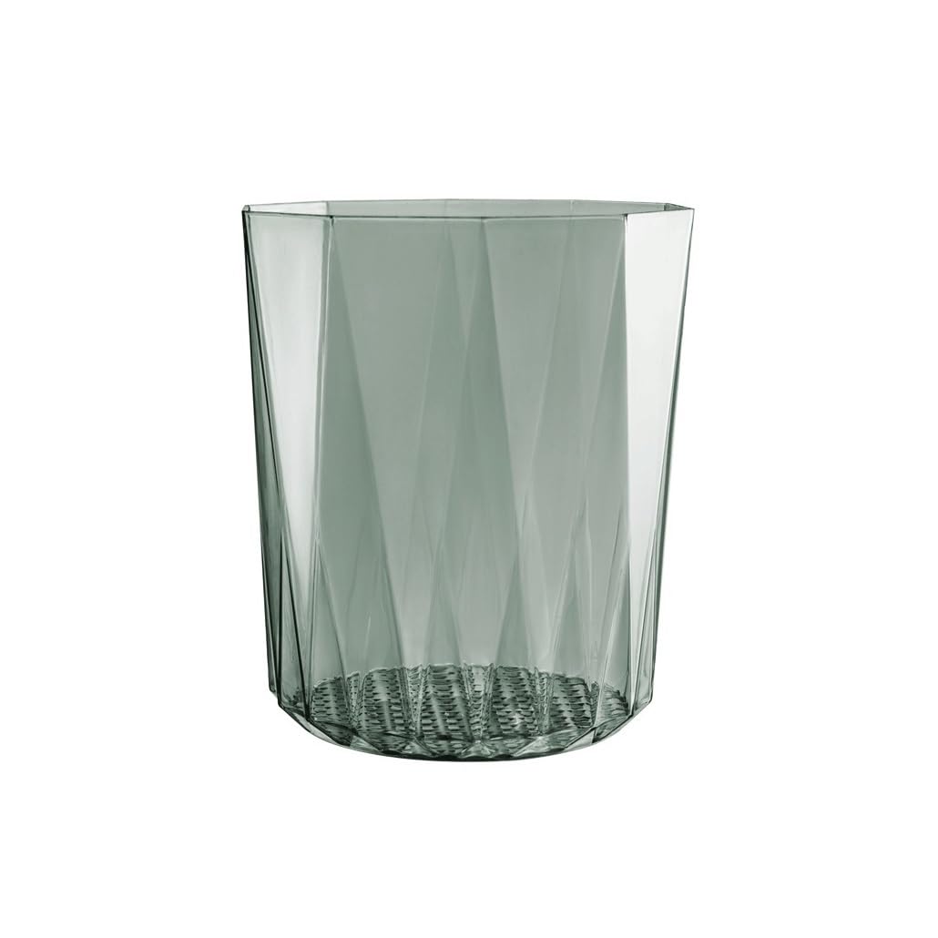 Z4T8M2K6G5 Waste Bin Wastebasket Transparent Round Plastic for Living Room Bedroom for Bathroom Gray / Blue Green Trash Can(Gris)