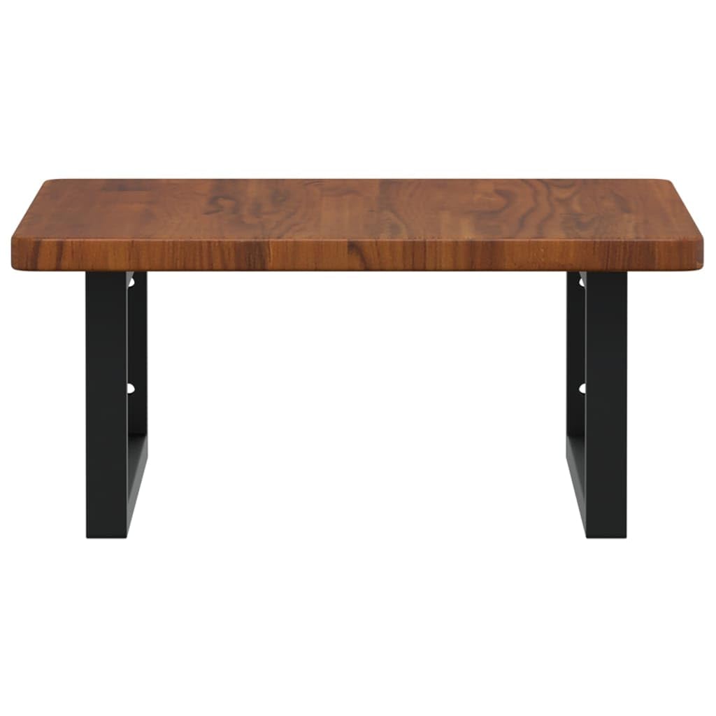 Piano per lavabo, 50 x 50 cm, in rovere massiccio, con supporto in acciaio, colore nero, design moderno, robusto e durevole, salvaspazio, per bagno, ospiti, WC, cucina