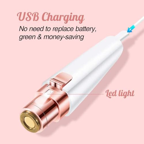 Image of Facial Hair Removal Machine for Women - 2 in 1 Trimmer & Eyebrow Trimmer Pen, Upper Lip Hair Rem over for Women & Epilator - USB Rechargeable, Painless (White)