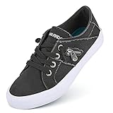 JENN ARDOR Slip On Canvas Shoes for Women Low Top Fashion Sneakers Comfortable Walking Flats (Dark Grey,8.5)