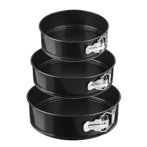 SAVOURLUXE 3 Springform Cake Tins Heavy Duty - Double Layer Non-Stick Coating, Removable Base, Heavy Duty Carbon Steel, Super Endurance - 22cm 24cm 26cm Cake Tins for Baking (3)