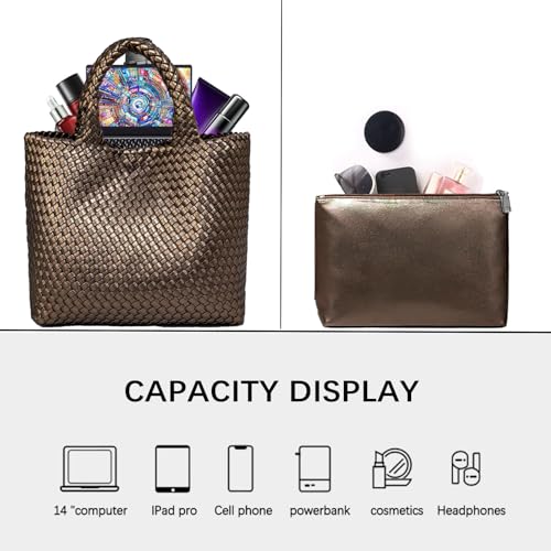 Image of JINMANXUE Fashion Woven Bag Shopper Bag Travel Handbags and Purses Women Tote Bag Large Capacity Shoulder Bags