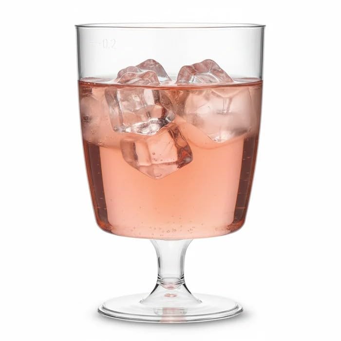 30 x one Piece Disposable Plastic Wine Glasses (200ml). for picnics, Camping, Glamping, Festivals, Outdoor Pool, BBQ, Garden and Special Occasions. Offer Pack of 30 Glasses