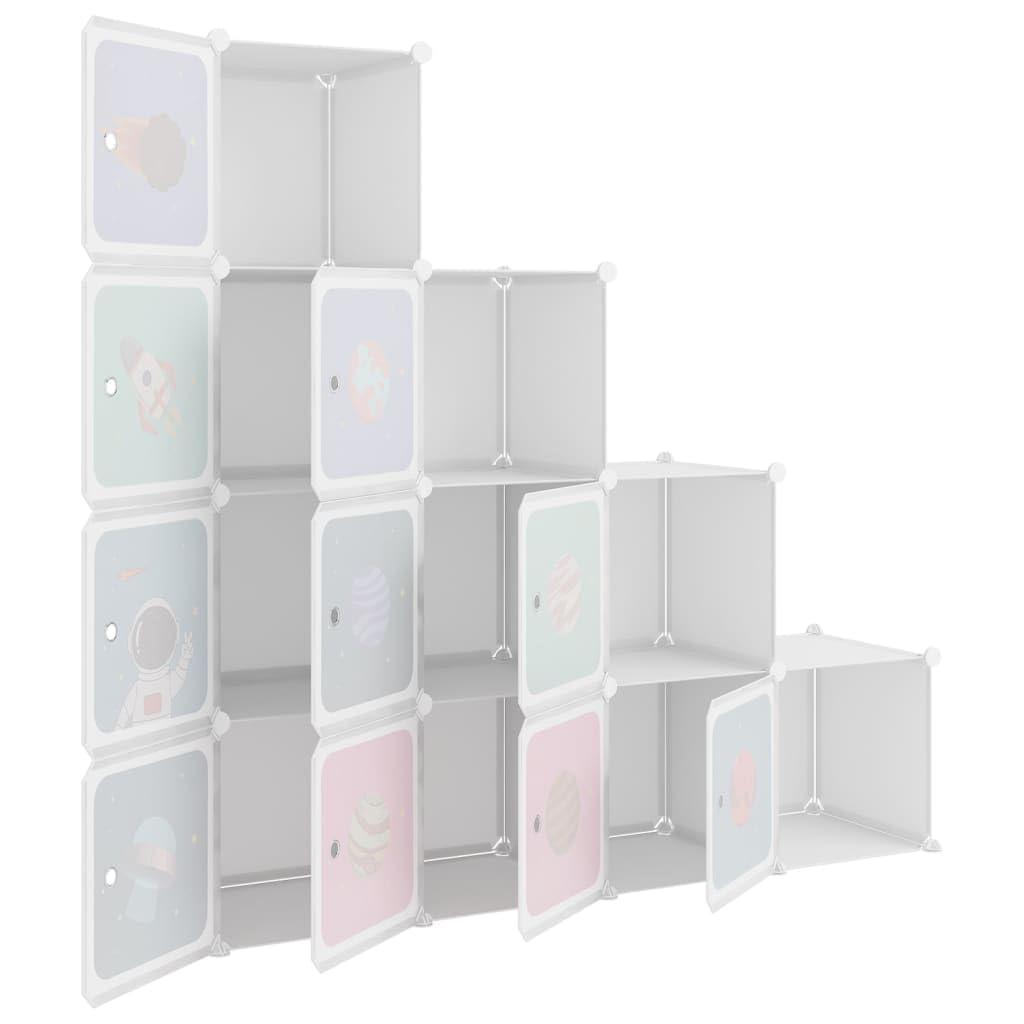 Armario de almacenamiento infantil Cube con 10 cubos, PP blanco,Productos del hogar,Organización y almacenamiento,Almacenamiento de ropa y armarios,Zapateros y organizadores de calzado-340577
