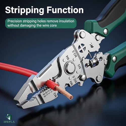 Image of HUPLA 9 in 1 Plier with Tester Light | Multifunction Foldable Wire Cutter & Wire Stripper | Wire Crimping Tool | Electric Tester Plier with Light | Professional Electrician Tool