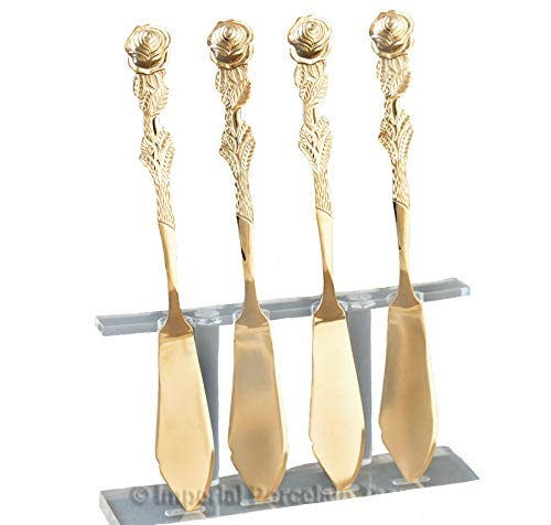 Monond PDTXCLS Dijkoo CHDENUO XGATML Rose Handle Butter Knife-SET OF FOUR