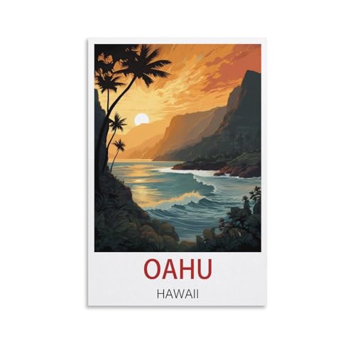 Poster vintage Oahu hawaïen : créez une décoration murale moderne de chambre