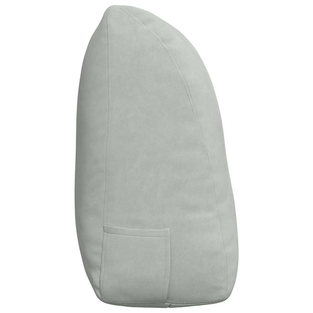 Cojín de respaldo gris claro, 120 x 24 x 50 cm, terciopelo con bolsillo lateral, respaldo ergonómico, diseño moderno para salón, dormitorio, oficina