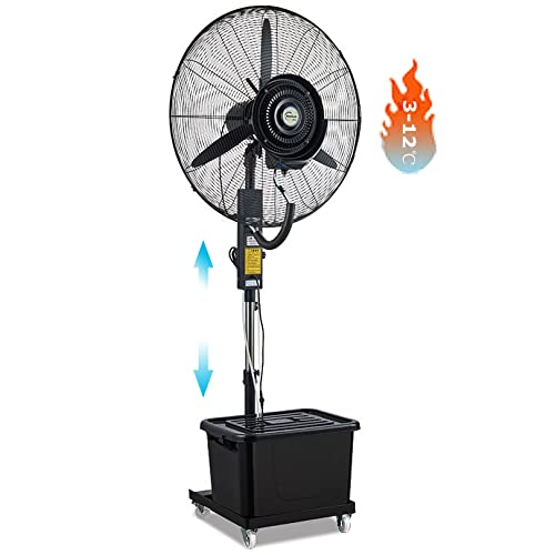 HMASNSEIY Ventilador de enfriamiento con nebulizador, oscilante de 90°, Pedestal de Altura Ajustable con Tanque de 11 galones, Ventiladores para jardín y Patio.