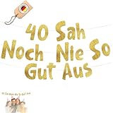 ESSENTIVAL® Geburtstag Banner 40. Geburtstag Party, 40 sah noch nie so gut aus, Jubiläum Feier, Männer Frauen, Deko, Hintergrund, Gold, Party