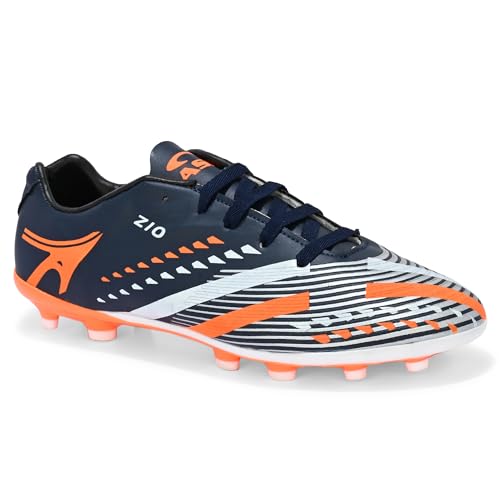Image of PRO ASE SPORT Football Shoes with Rubber Studs - Ideal for Hard & Artificial Turf Surfaces | Orange, Black, Golden.