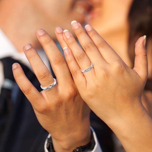 Promise Rings for Couples Matching Couple Adjustable Ring Cross Love River Sterling Silver Him and Her Wedding Engagement Band2