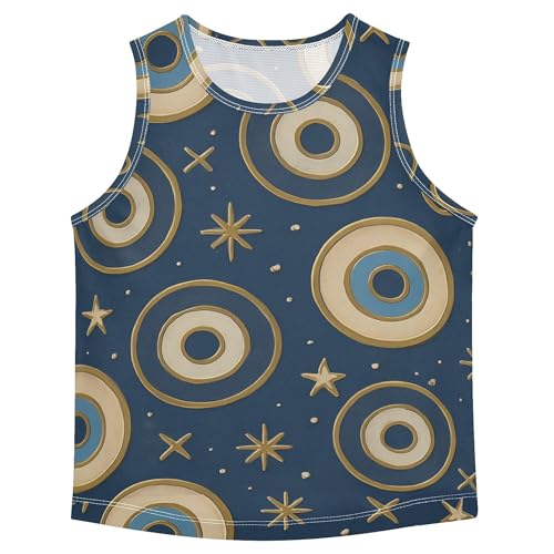 JUNZAN North African Evil Eye Navy Tank Top for Children Sleeveless Teens Vest Workout Shirts for Basketball Sports Beach 3T