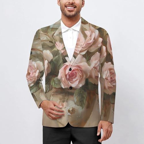 Vintage Roses Flowers Classic Suits Blazer for Men Business Tuxedo Jacket Sport Coat Two Buttons2